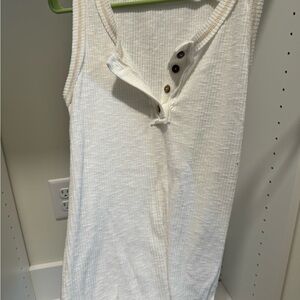 White Sleeveless Button-Down Top